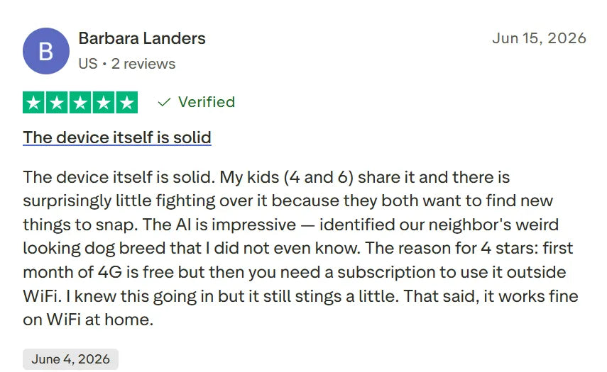 Trustpilot review by Barbara Landers: The device itself is solid